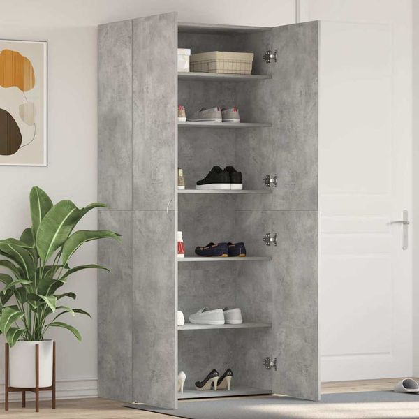 vidaXL Skriňa na topánky Sivá 80 x 35.5 x 180 cm Kompozitné drevo