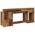 vidaXL Stôl s LED svetlami staré drevo 200x55x91 cm kompozitné drevo