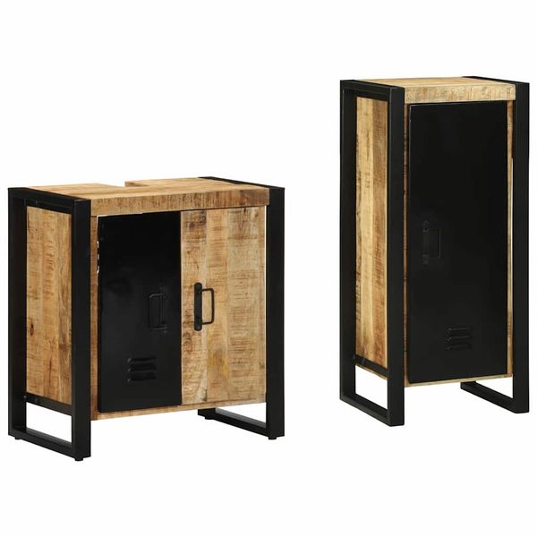 vidaXL Sada kúpeľňového nábytku so zásuvkou 2 pcs Masívne mango drevo