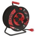 Predlžovací kábel EMOS P084503 PROFI na bubne 50m / 4 zás. / čierny / guma-neoprén / 230V / 2,5 mm2
