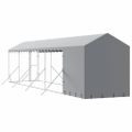 vidaXL Vonkajší koterec pre psov so strechou striebor. 2x10x2,5m oceľ