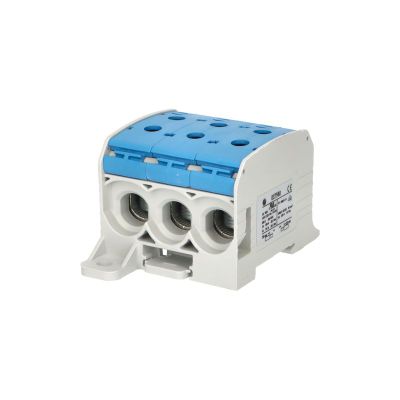 Svorka univerzálna RKA 95 1/6 N, 232A, 1pól. (6x vstup), AL/CU, modrá, na DIN/na panel