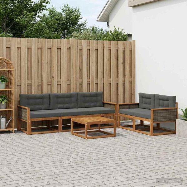 vidaXL Záhradná súprava gaučov 6 pcs Prírodná a antracitová