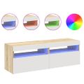 vidaXL TV skrinky s LED svetlami 2 ks biele a dub sonoma 60x35x40 cm