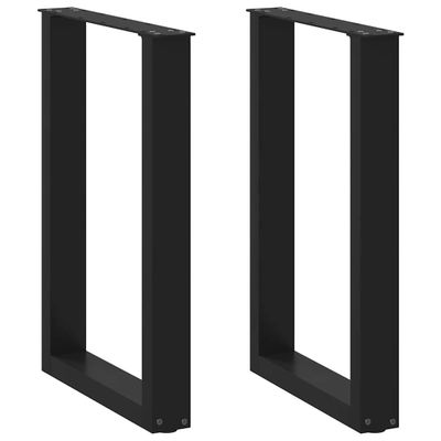 vidaXL Nohy k jedálenskému stolu v tvare U, 2 ks, čierne, 50 x (72-73) cm, oceľové