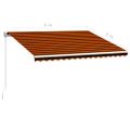 vidaXL Ručná zaťahovacia markíza 400x300 cm oranžová a krémová