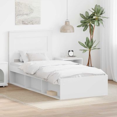 vidaXL Rám postele Biela 75 x 190 cm Masívne borovicové drevo