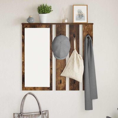vidaXL Vešiak na stenu Tmavý dub 84 x 10 x 80 cm Kompozitné drevo