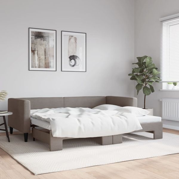 vidaXL Denná posteľ s rozkladacou posteľou sivohnedá 90x200 cm látka