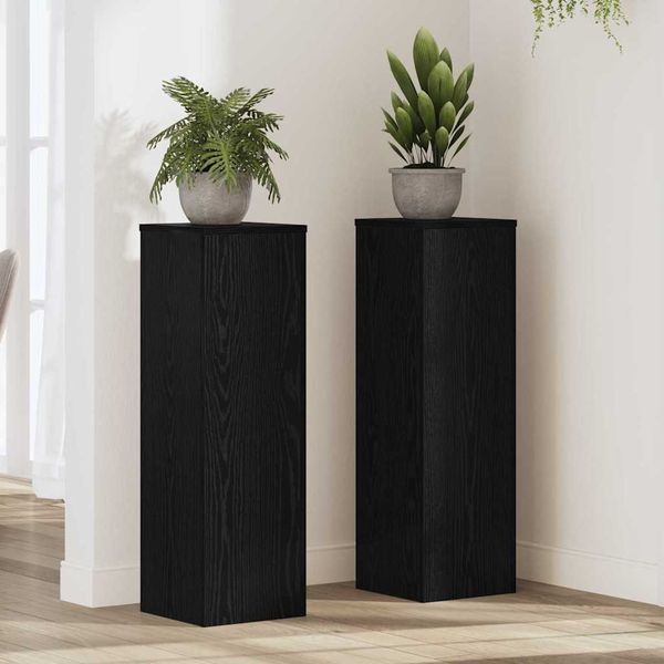 vidaXL Stojan na rastliny 2 pcs Čierny dub 25 x 25 x 80 cm