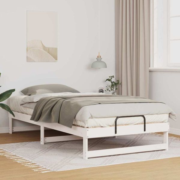 vidaXL Rám postele Biela 100 x 200 cm Masívne borovicové drevo