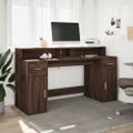 vidaXL Stôl s LED svetlami hnedý dub 160x55x91 cm kompozitné drevo