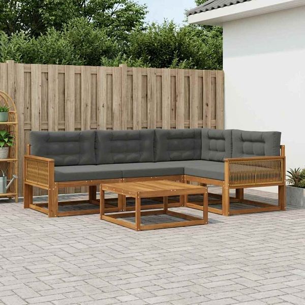 vidaXL Záhradná súprava gaučov s vankúšom 5 pcs Prírodná a antracitová