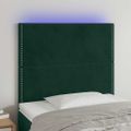 vidaXL Čelo postele s LED tmavozelené 90x5x118/128 cm zamat