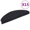 vidaXL Schodové rohože, samolepiace, 15 ks, 65x21x4 cm, čierne, polkruhové, veľké