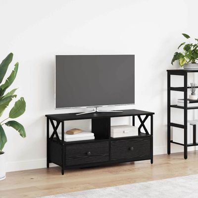 vidaXL TV skrinka Čierny dub 90 x 33 x 45 cm Inžinierske drevo a oceľ