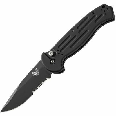 Benchmade 9051SBK AFO II automatický vreckový nôž 9 cm, Cerakote, celočierna, Cordura puzdro