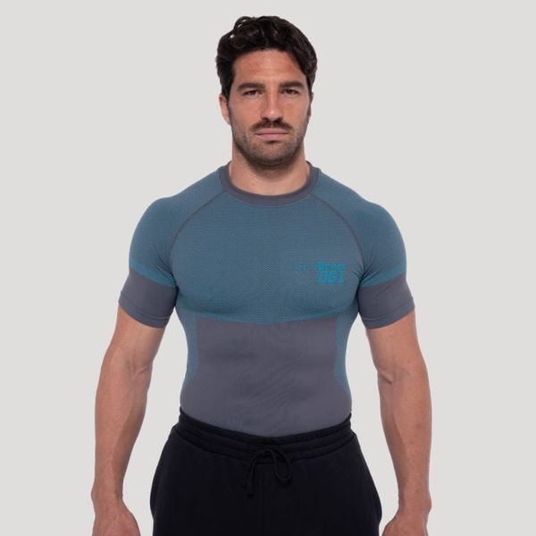Bezšvové tričko OG1 Grey/Blue - GymBeam, veľkosť XL