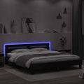 vidaXL Posteľný rám s čelom a LED čierny 160x200 cm