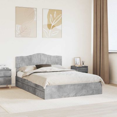 vidaXL Úložná posteľ Betónová šedá 150 x 200 cm Kompozitné drevo