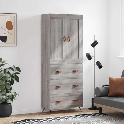 vidaXL Vysoká skrinka sivý dub sonoma 69,5x34x180 cm spracované drevo