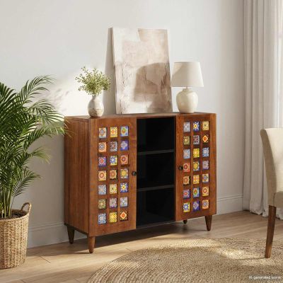 vidaXL Servírovacia skriňa Orech 90 x 33,5 x 75 cm Masívne mango drevo