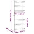 vidaXL Knižnica/deliaca stena 80x35x199,5 cm masívna borovica