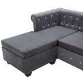 vidaXL Pohovka Chesterfield v tvare L, zamat 199x142x72 cm, sivá