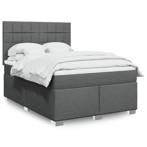 vidaXL Boxspring posteľ s matracom tmavosivá 160x200 cm látka