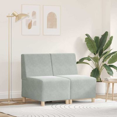 vidaXL Bezrúčková modulárna sofa jednotka 2 ks Svetlosivá Zamat