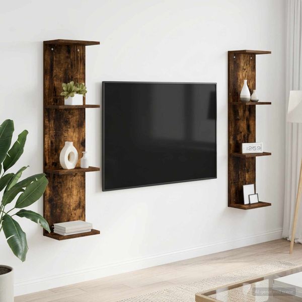 vidaXL Stenná polica 2 ks Dymový dub 25 x 15 x 100 cm Kompozitné drevo