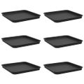 vidaXL Štvorcový kvetinový podnos 6 ks Čierna 32 x 32 x 2,5 cm Plast