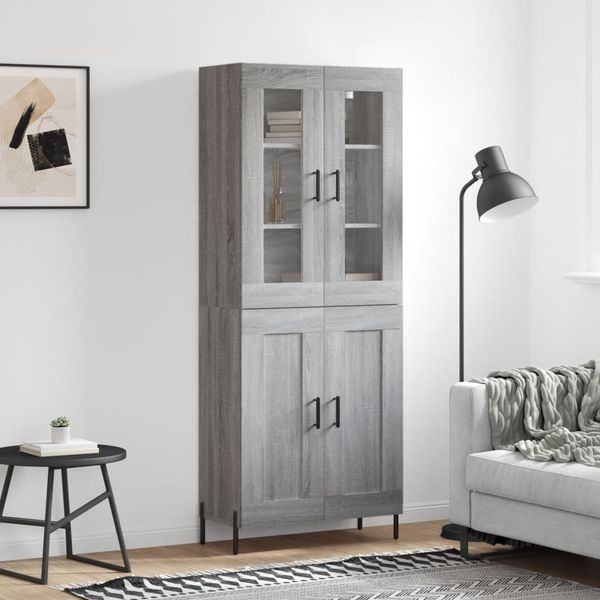 vidaXL Vysoká skrinka sivý dub sonoma 69,5x34x180 cm spracované drevo