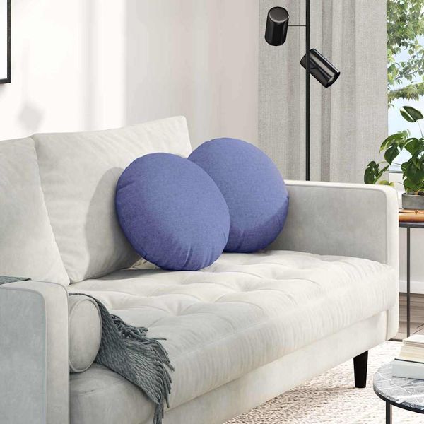 vidaXL Vankúše na sedenie 2 pcs Modrá džínovina Ø40 x 13 cm látka