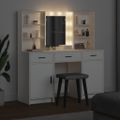 vidaXL Súprava toaletného stolíka s LED 3 ks Biela Kompozitné drevo