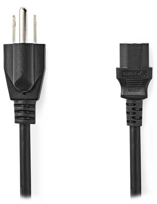NEDIS napájací kabel/ priamy/ priamy/ konektor IEC-320-C13/ zástrčka US/ okrúhly/ čierny/ 2m Kábel, napájací, priamy, zástrčka USA (M), IEC-320-C13, 2m, čierny
