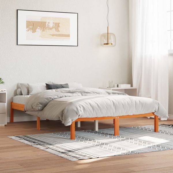 vidaXL Posteľ bez matraca voskovo hnedý 135x190 cm masívna borovica