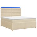 vidaXL LED boxspring posteľ s matracom Krémová 140 x 200 cm Látka