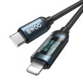 Kábel BWOO USB-C Lightning 1m 27W s LED displejom, pletený, čierny