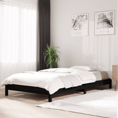 vidaXL Stohovateľná posteľ čierna 80x200 cm borovicový masív