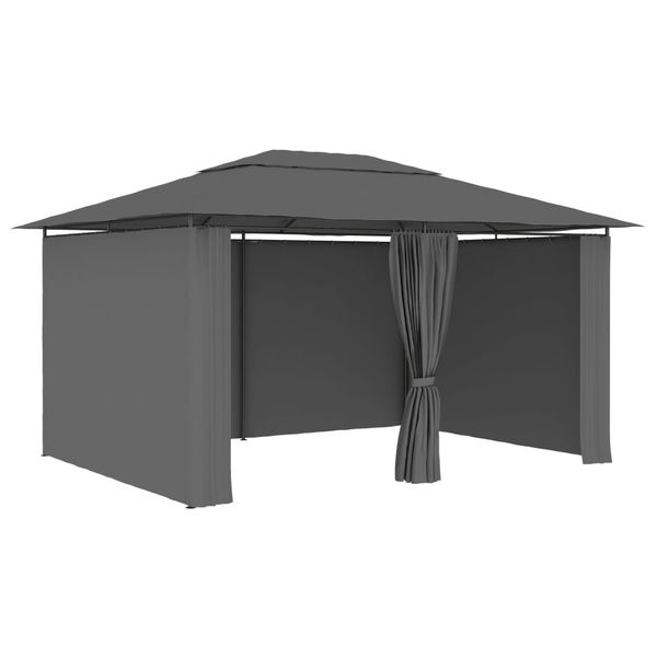 vidaXL Záhradný prístrešok so závesmi 4x3 m, antracitový