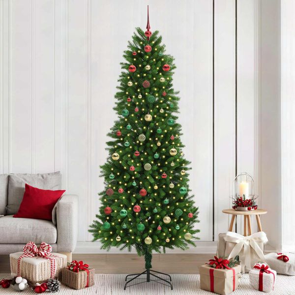 vidaXL Vianočný stromček s 300 LED-i so stojanom Zelená 240 cm PE
