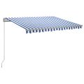 vidaXL Ručná zaťahovacia markíza s LED modro-biela 300x250 cm