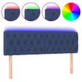 vidaXL Čelo postele s LED modré 160x7x78/88 cm látka