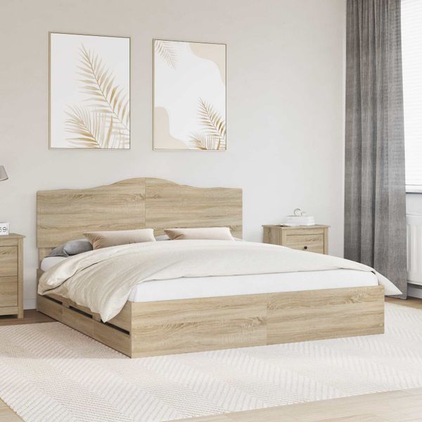 vidaXL Rám postele Sonoma dub 200 x 200 cm Inžinierske drevo