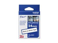 Čierna na bielom - Rolka (2,4 cm x 8 m) 1 kazeta/y nelaminovaná páska - pre Brother PT-D600; P-Touch PT-3600, D800, E500, E550, P750, P900; P-Touch Cube Pro PT-P910