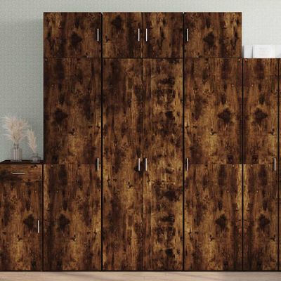 vidaXL Vysoká skrinka dymový dub 70x42,5x185 cm kompozitné drevo