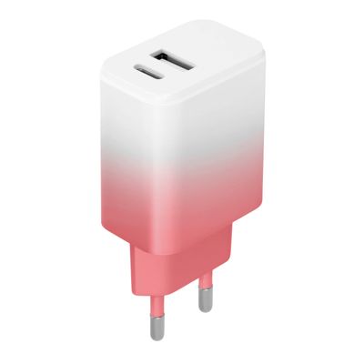 Setty charger USB + USB-C 20W LSIG-AC-20 white-pink gradient