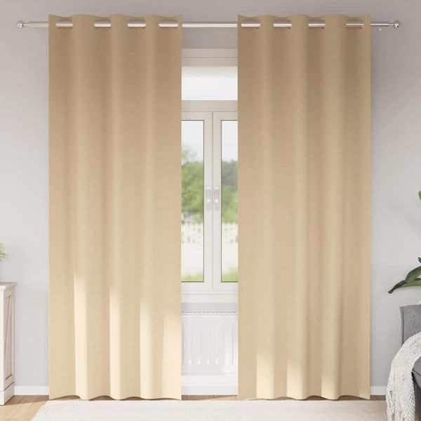 vidaXL Záclony na zatemnenie s krúžkami 2 pcs Krémová 260 x 140 cm