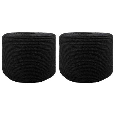 vidaXL Lano 2 pcs Čierna Bavlna